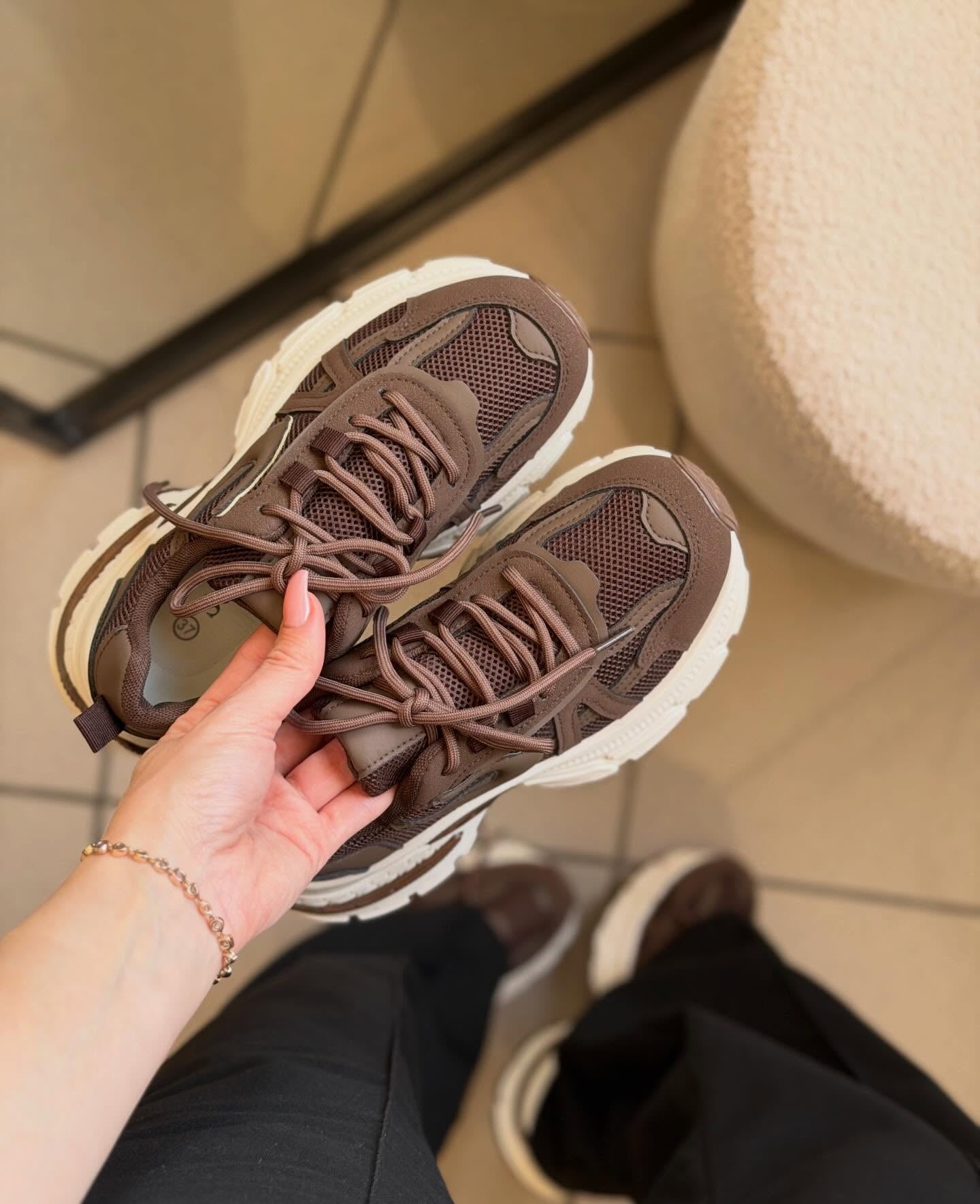 Chunky Brown Platform Retro Casual Running Sneakers