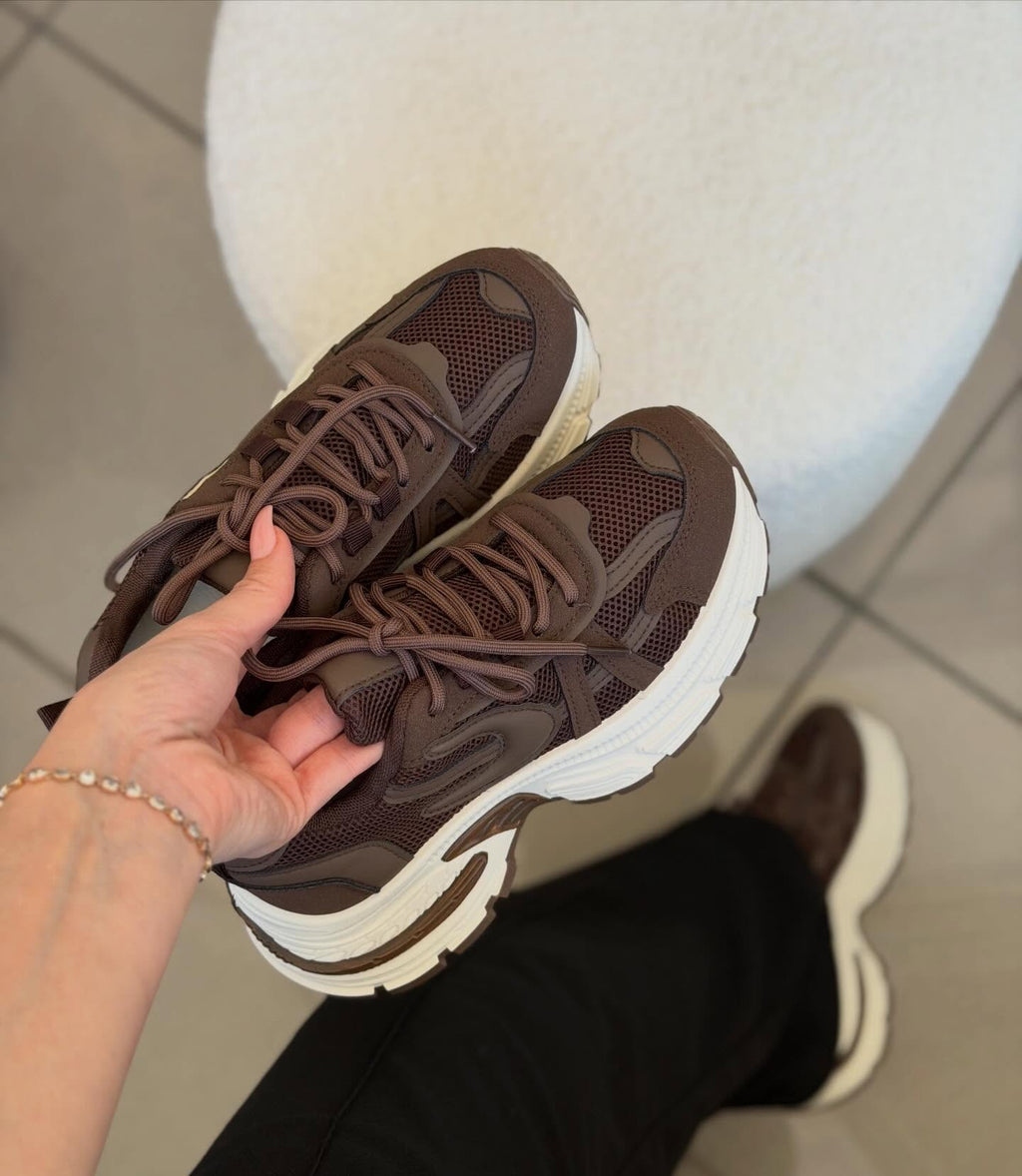 Chunky Brown Platform Retro Casual Running Sneakers
