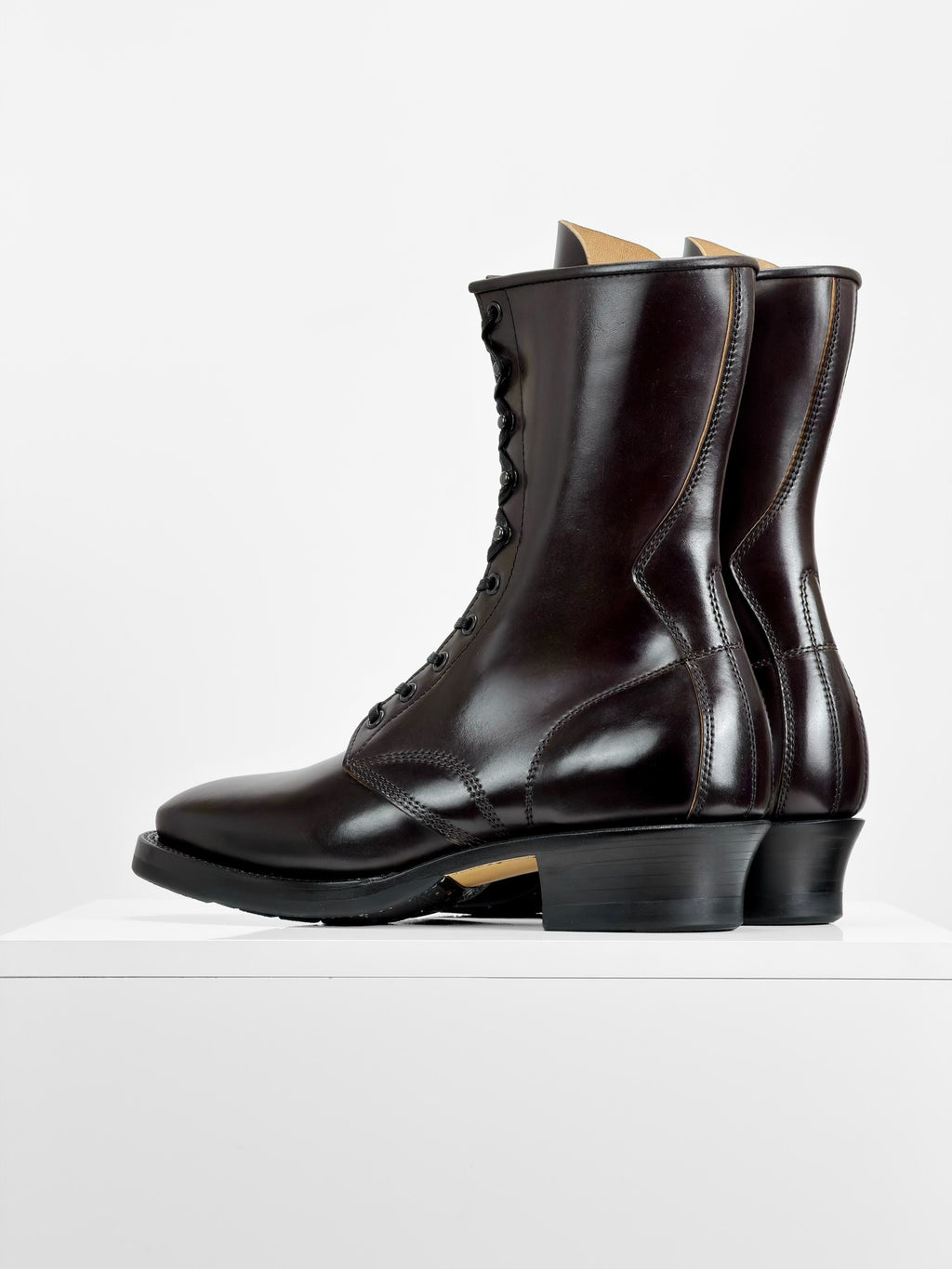 Dark Brown Lace-Up Combat Boots