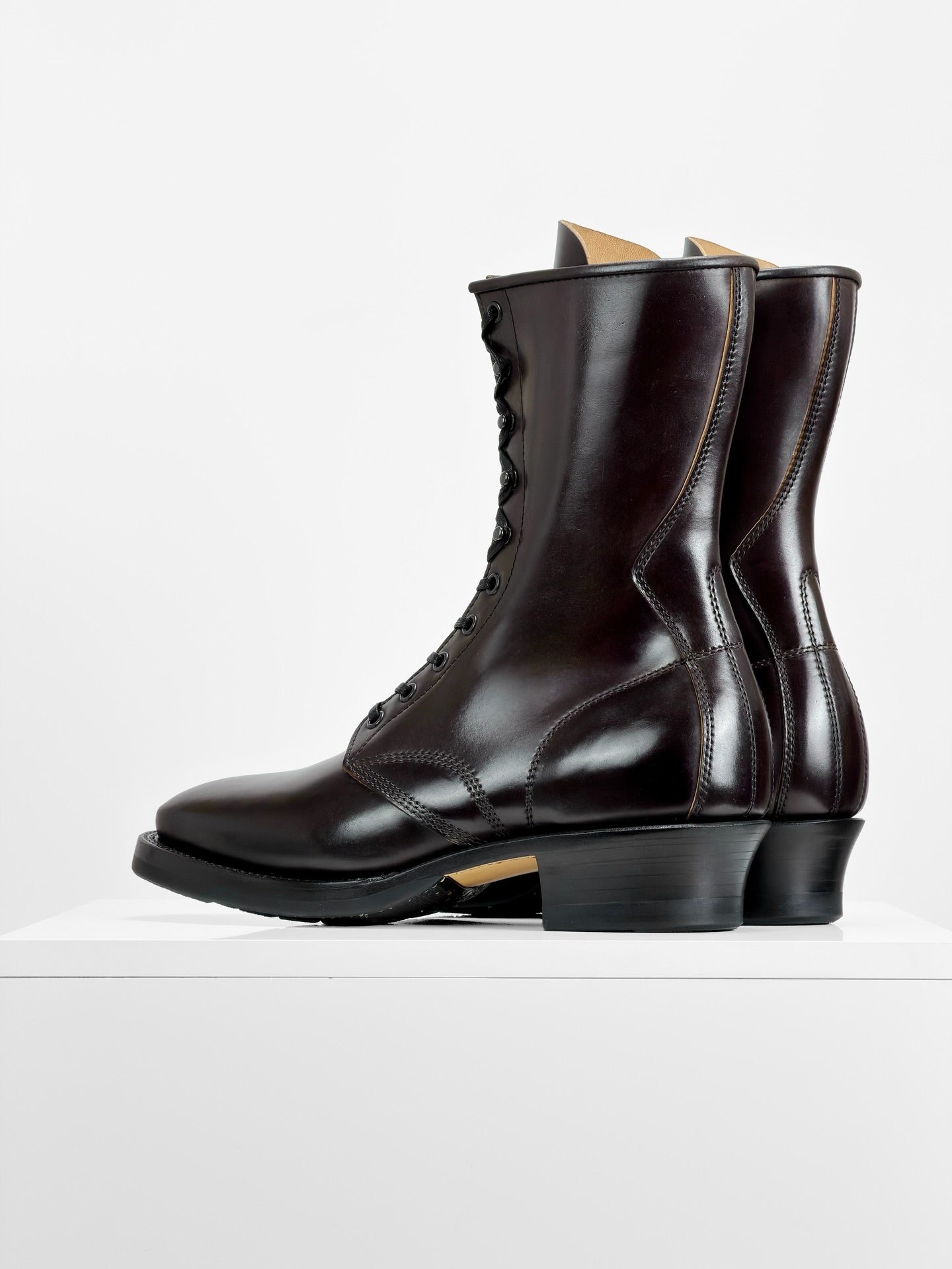 Dark Brown Lace-Up Combat Boots
