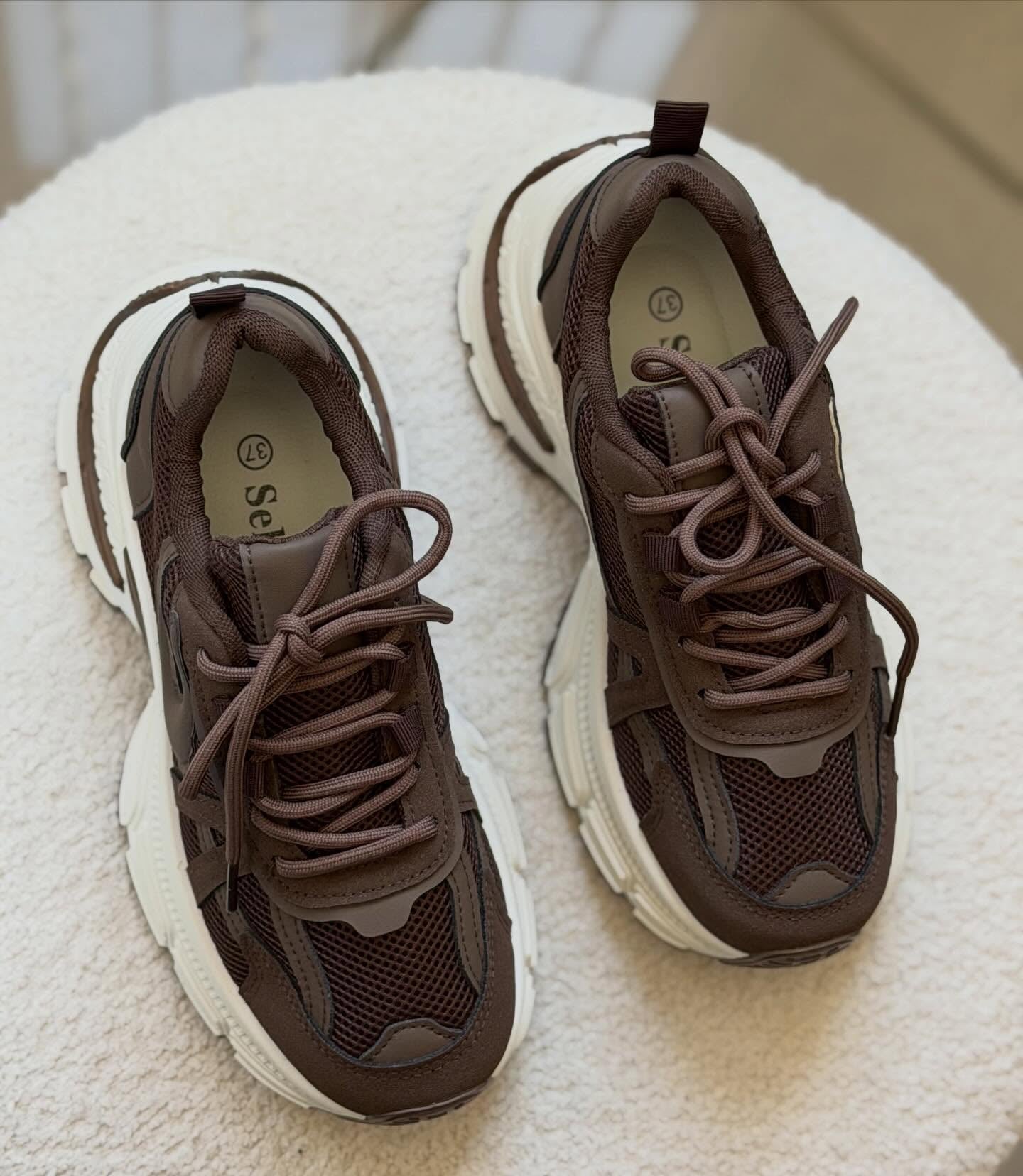 Chunky Brown Platform Retro Casual Running Sneakers