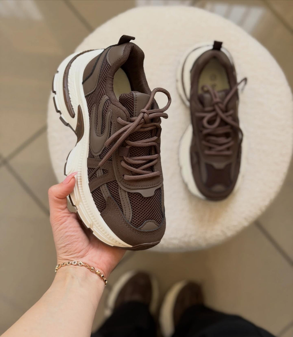 Chunky Brown Platform Retro Casual Running Sneakers