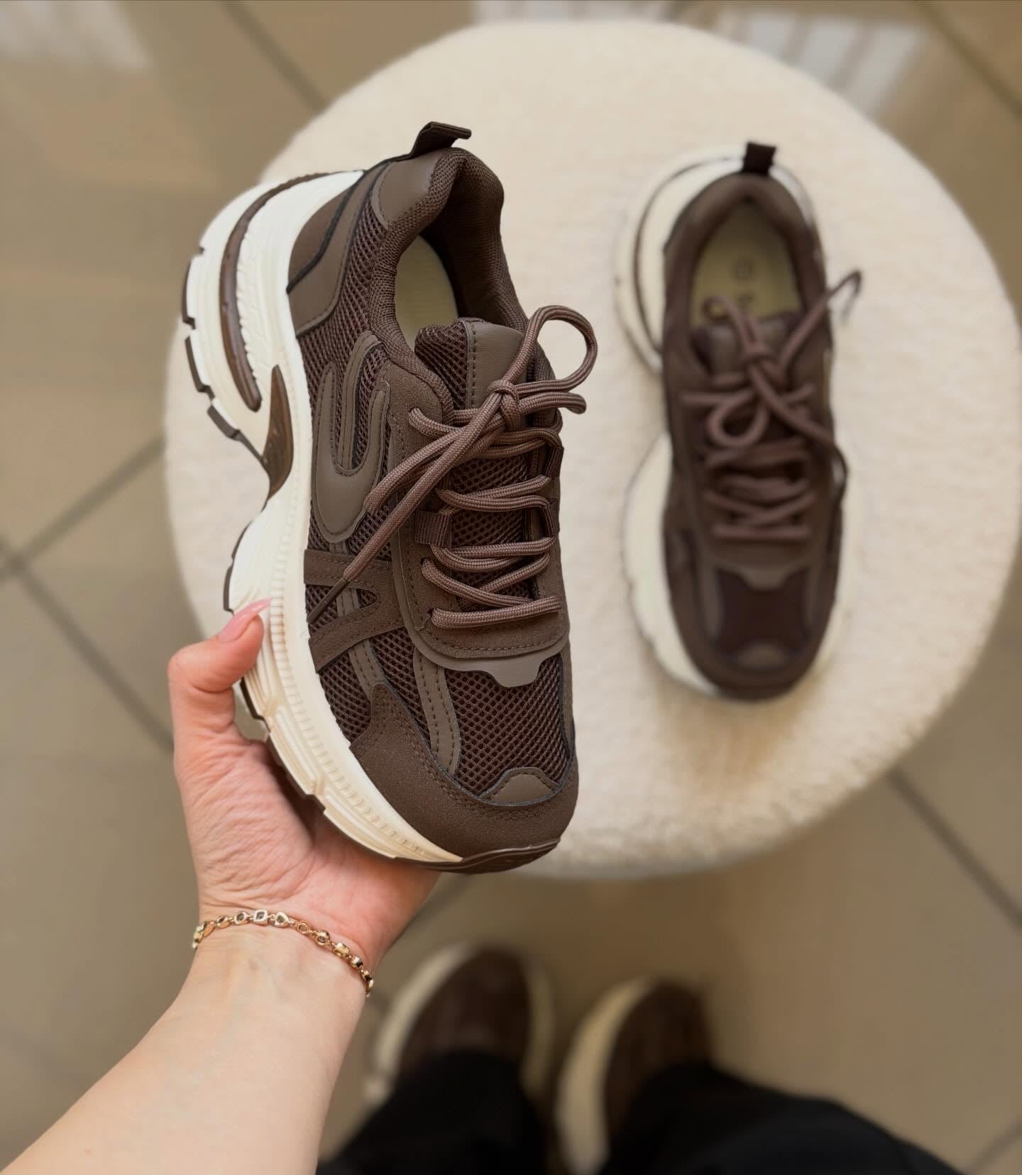 Chunky Brown Platform Retro Casual Running Sneakers