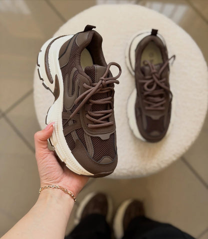 Chunky Brown Platform Retro Casual Running Sneakers