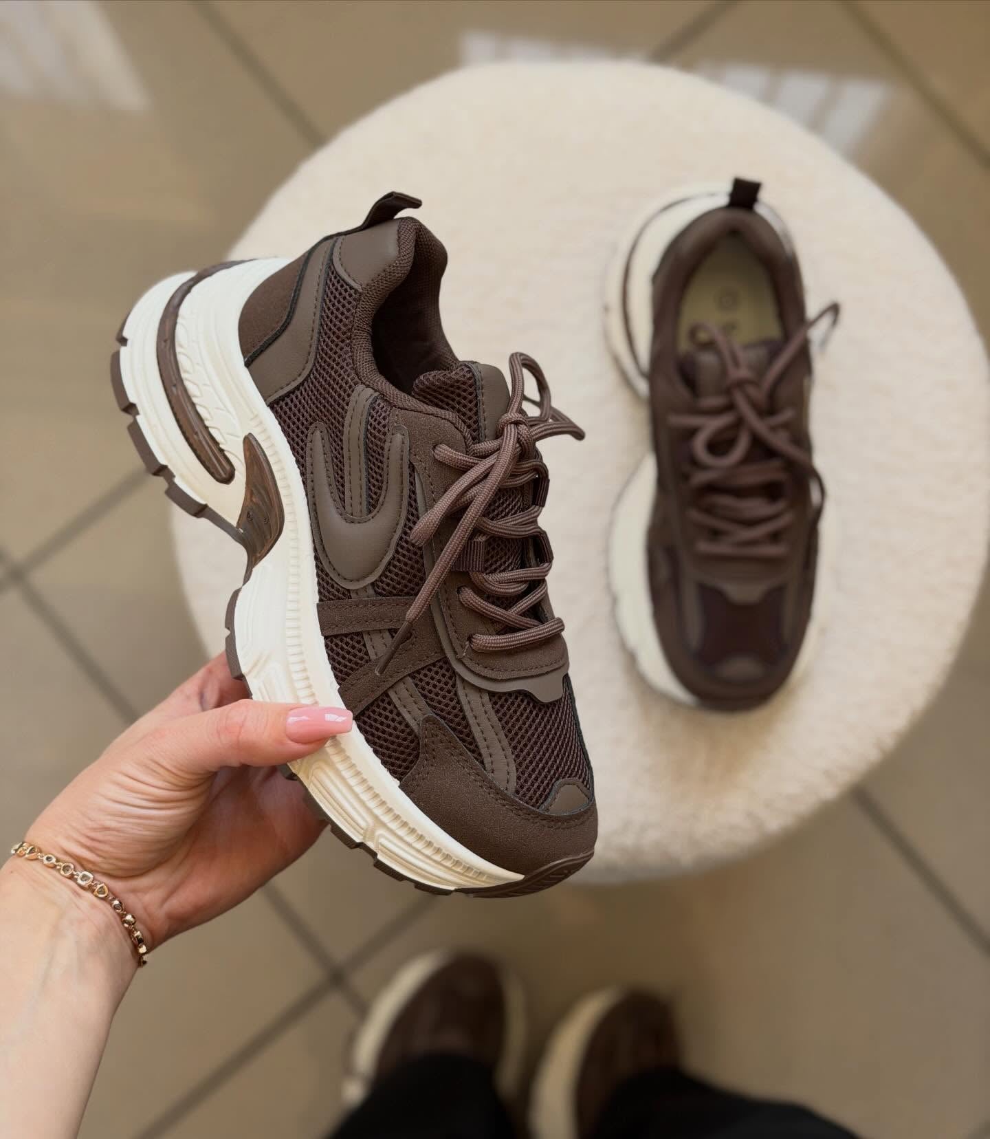 Chunky Brown Platform Retro Casual Running Sneakers