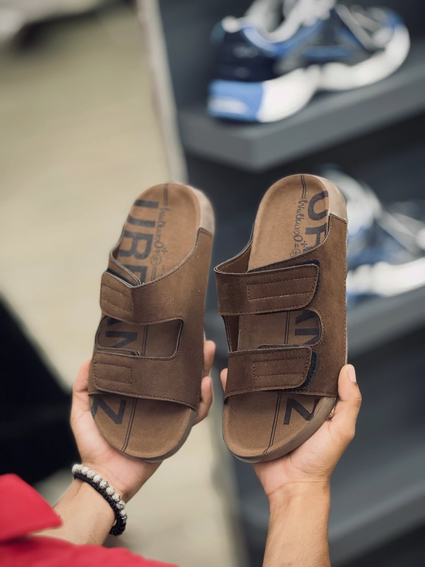 Men's Suede Slide Sandals Adjustable Strap Casual House Slippers