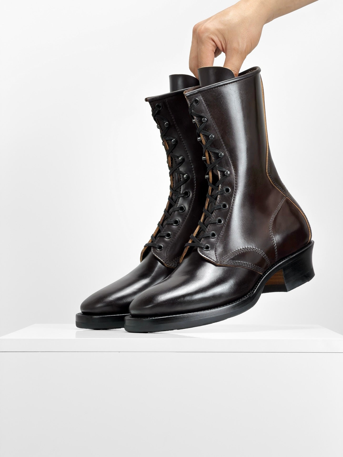 Dark Brown Lace-Up Combat Boots