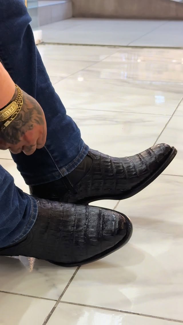 Men's Aztec Print Side Elastic Croc Embossed Western Ankle Boots, Casual Cowboy Short Boots