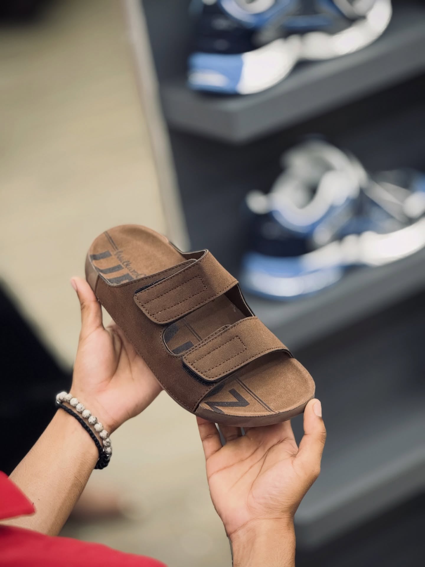 Men's Suede Slide Sandals Adjustable Strap Casual House Slippers