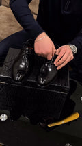 Men's Black Brogue Oxford Dress Shoes - Formal Leather Lace-Ups