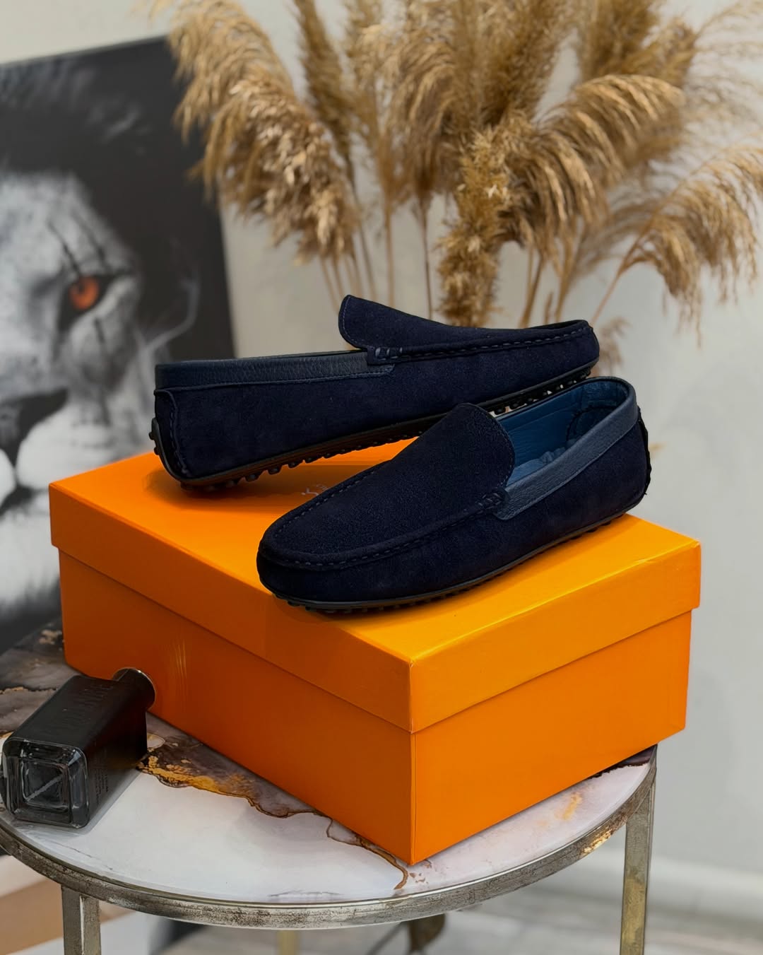 Men's Navy Suede Driving Loafers - Classic Casual Slip-Ons