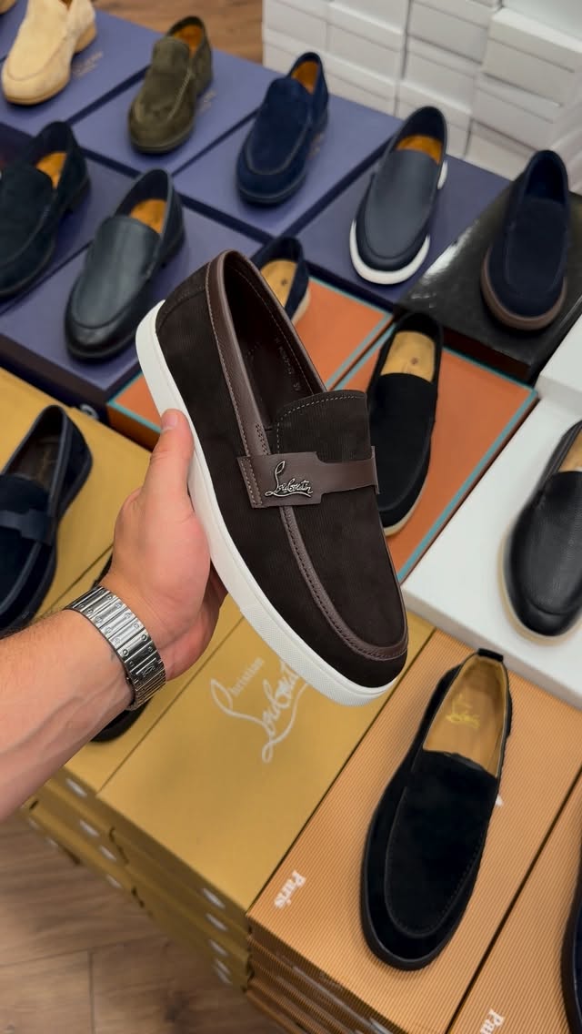 Men's Brown Canvas & Leather Loafers - Casual Daily Slip-Ons