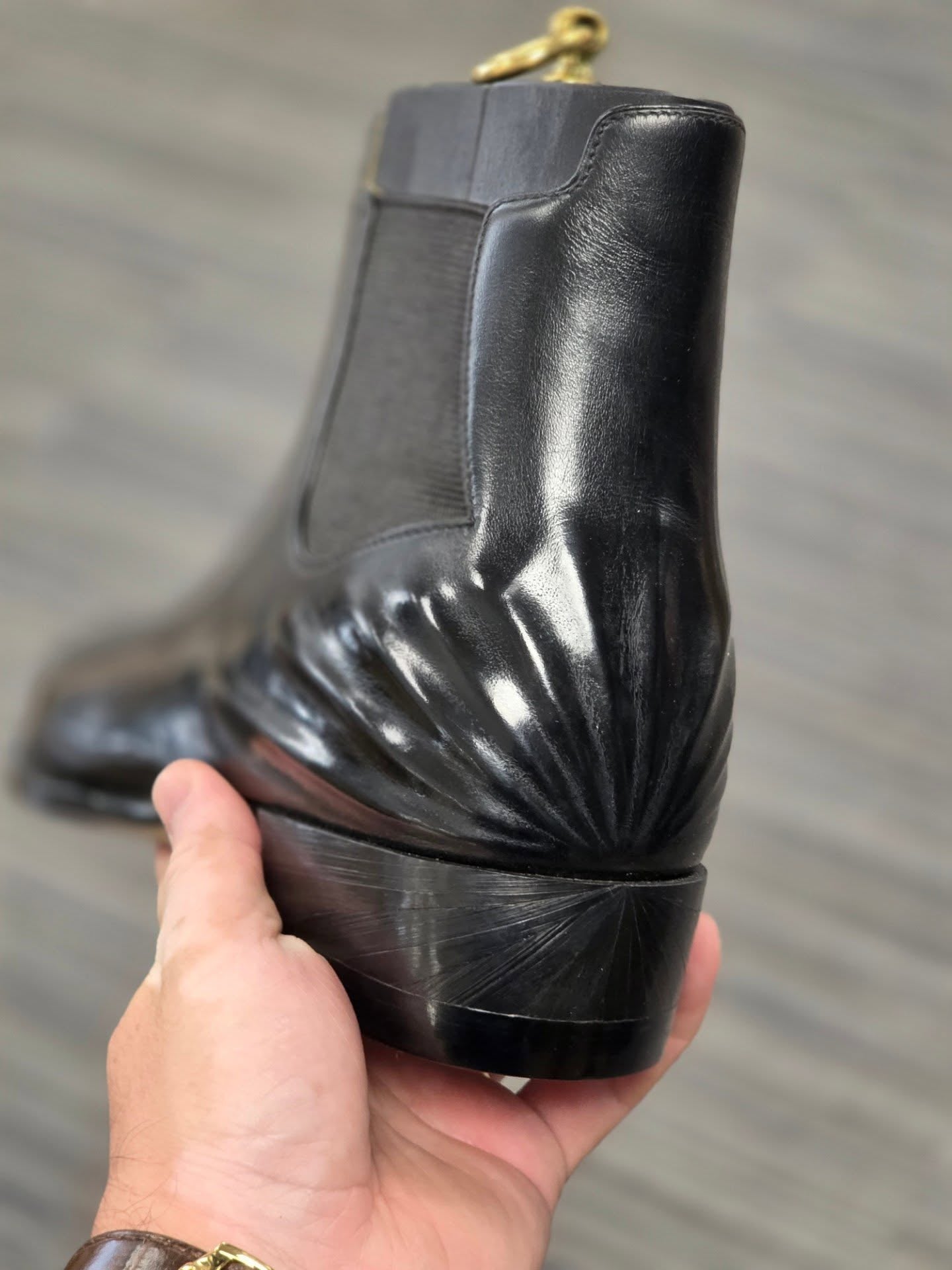 Men's Polished Shiny Leather Chelsea Boots Soft Wrinkle Slip On Formal Ankle Boots