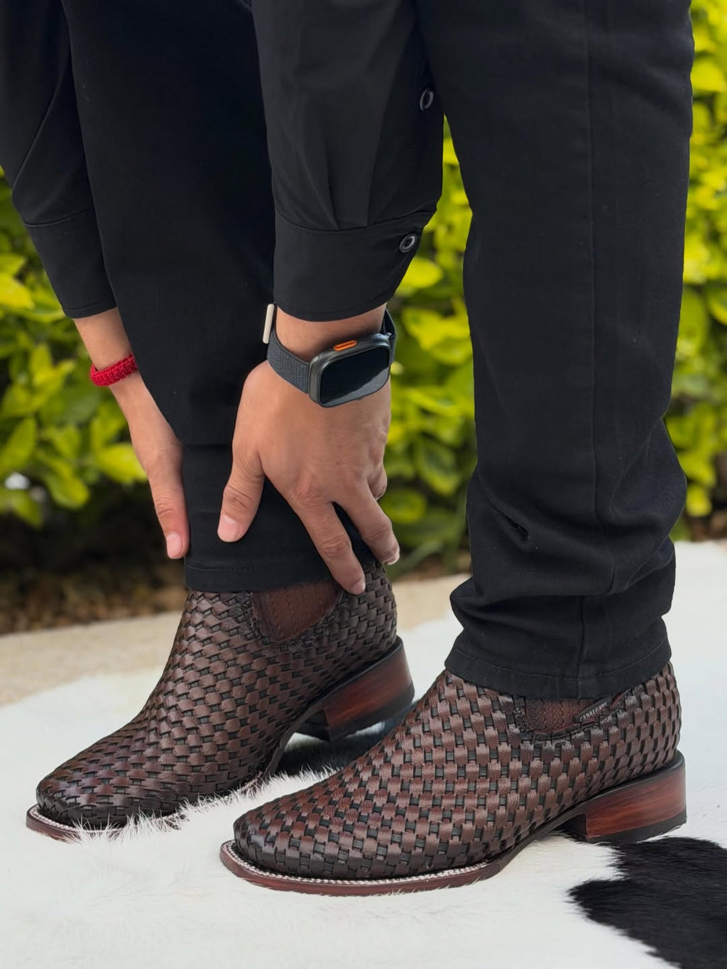 Men's Brown Western Chelsea Boots | Rugged Pull-On Cowboy Ankle Boots With Yellow Pull Tabs