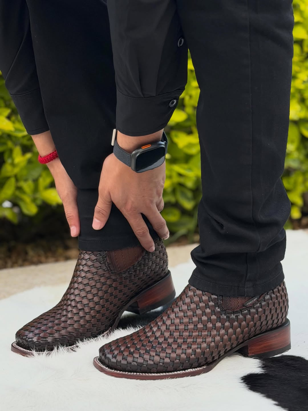 Men's Brown Western Chelsea Boots | Rugged Pull-On Cowboy Ankle Boots With Yellow Pull Tabs