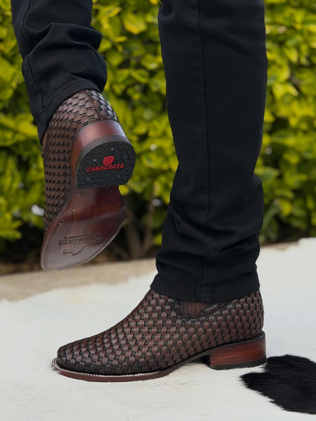 Men's Brown Western Chelsea Boots | Rugged Pull-On Cowboy Ankle Boots With Yellow Pull Tabs