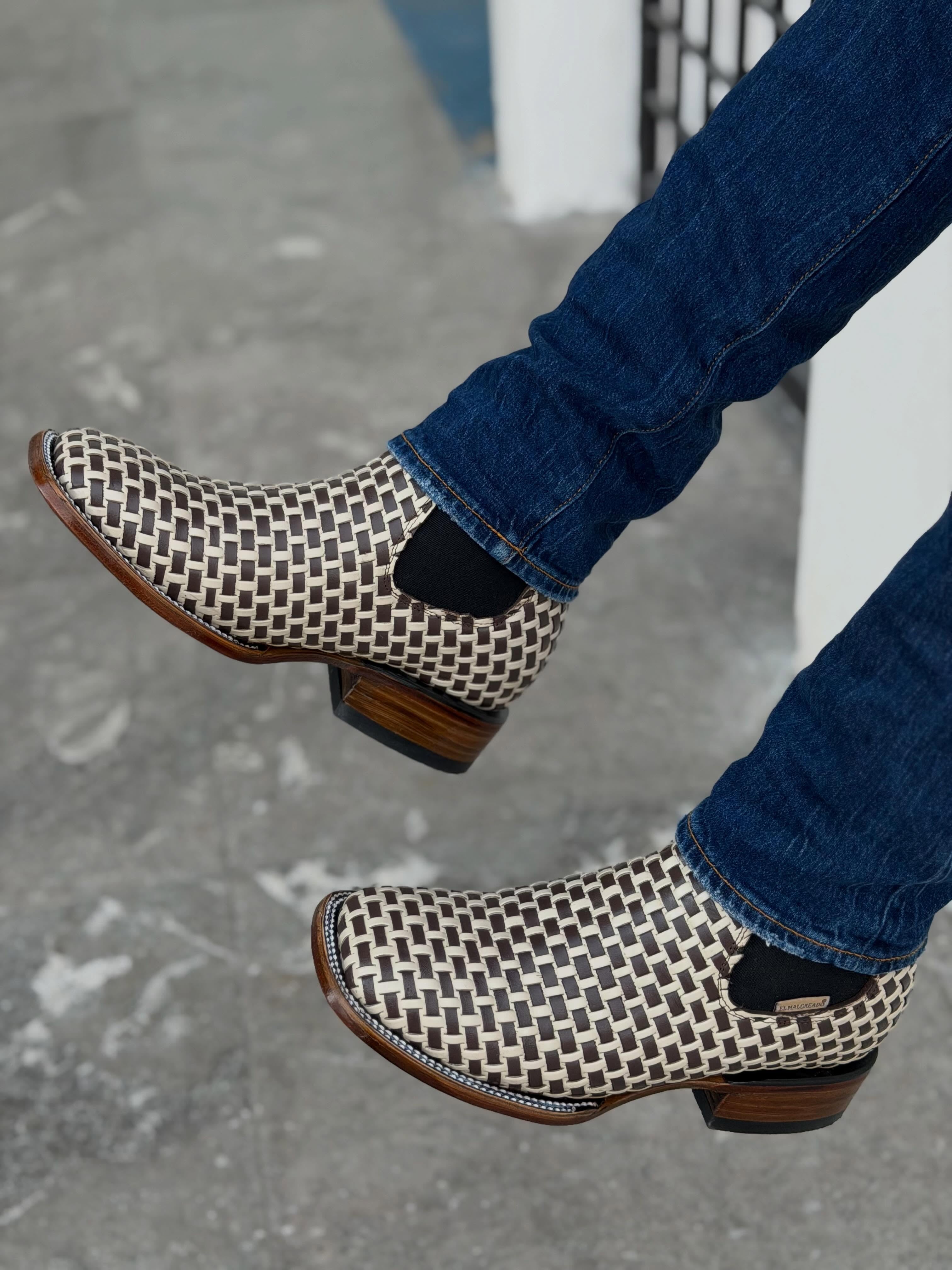 Woven Colorblock Chelsea West Booties
