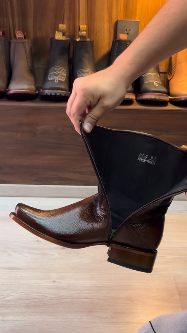 Men's Brown Geometric Embossed Western Ankle Boots - Short Pull-On Cowboy Boots