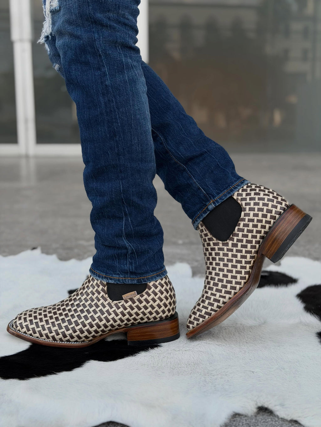 Woven Colorblock Chelsea West Booties
