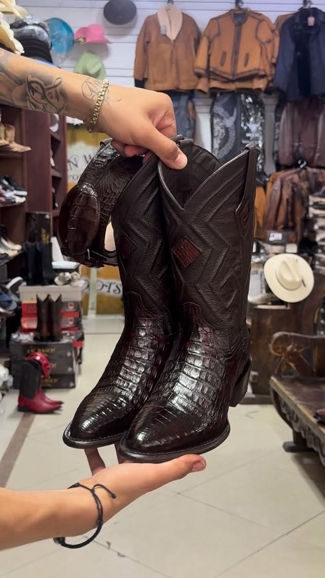 Verdancer Exotic Crocodile-embossed Western Cowboy Boots-mid-bull Pointed Men's Boots
