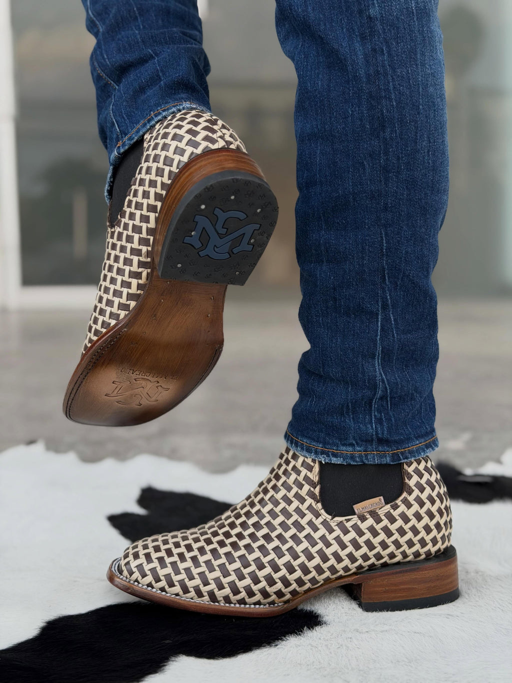 Woven Colorblock Chelsea West Booties