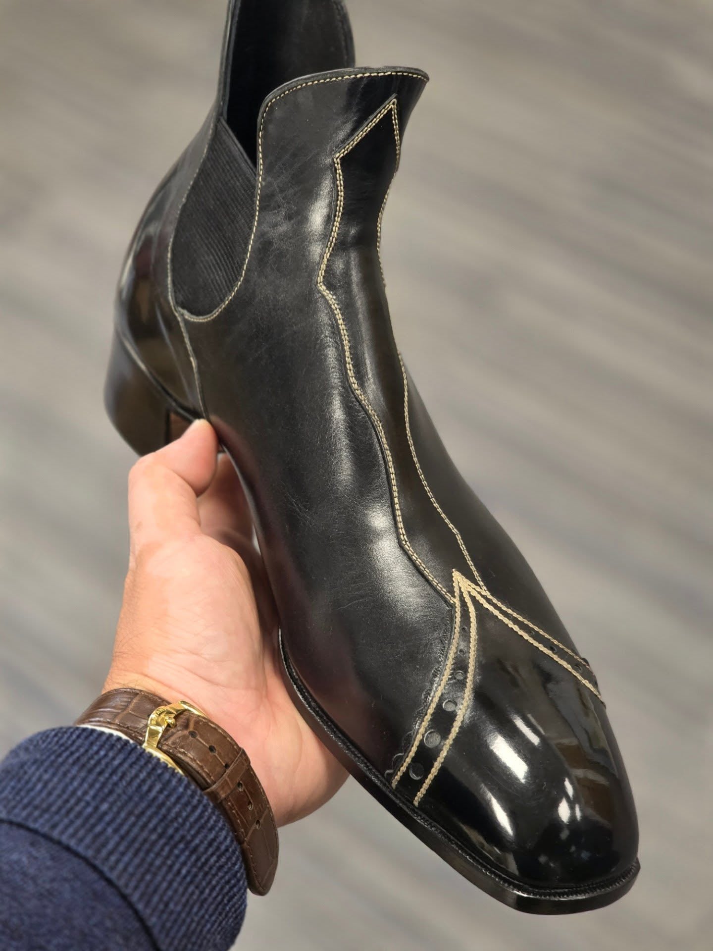 Black Blackline Point-Toe Chelsea Booties