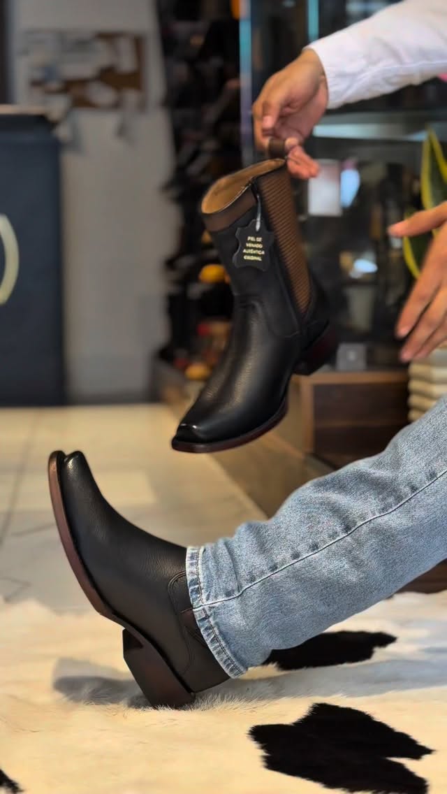 Men's Brown Leather Side Elastic Chelsea Western Boots