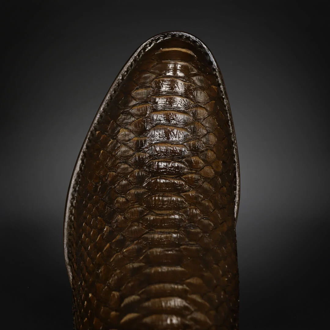 Men's Snake-Print Leather Chelsea Ankle Boots