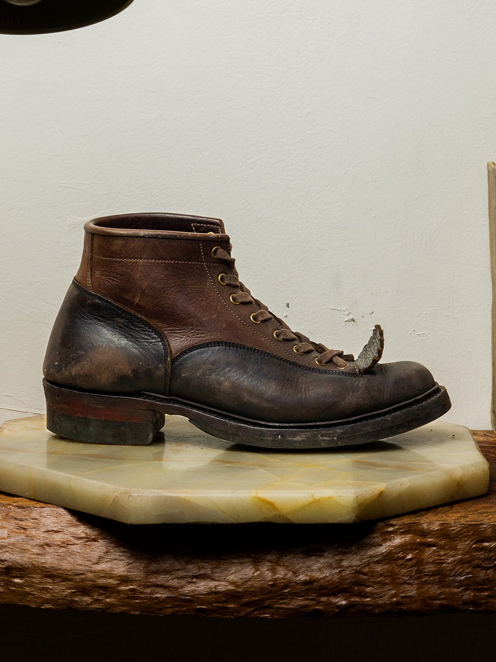 Verdancer Vintage Two-Tone Leather Work Boots - Handcrafted Distressed Lace-Up Combat Boots For Men