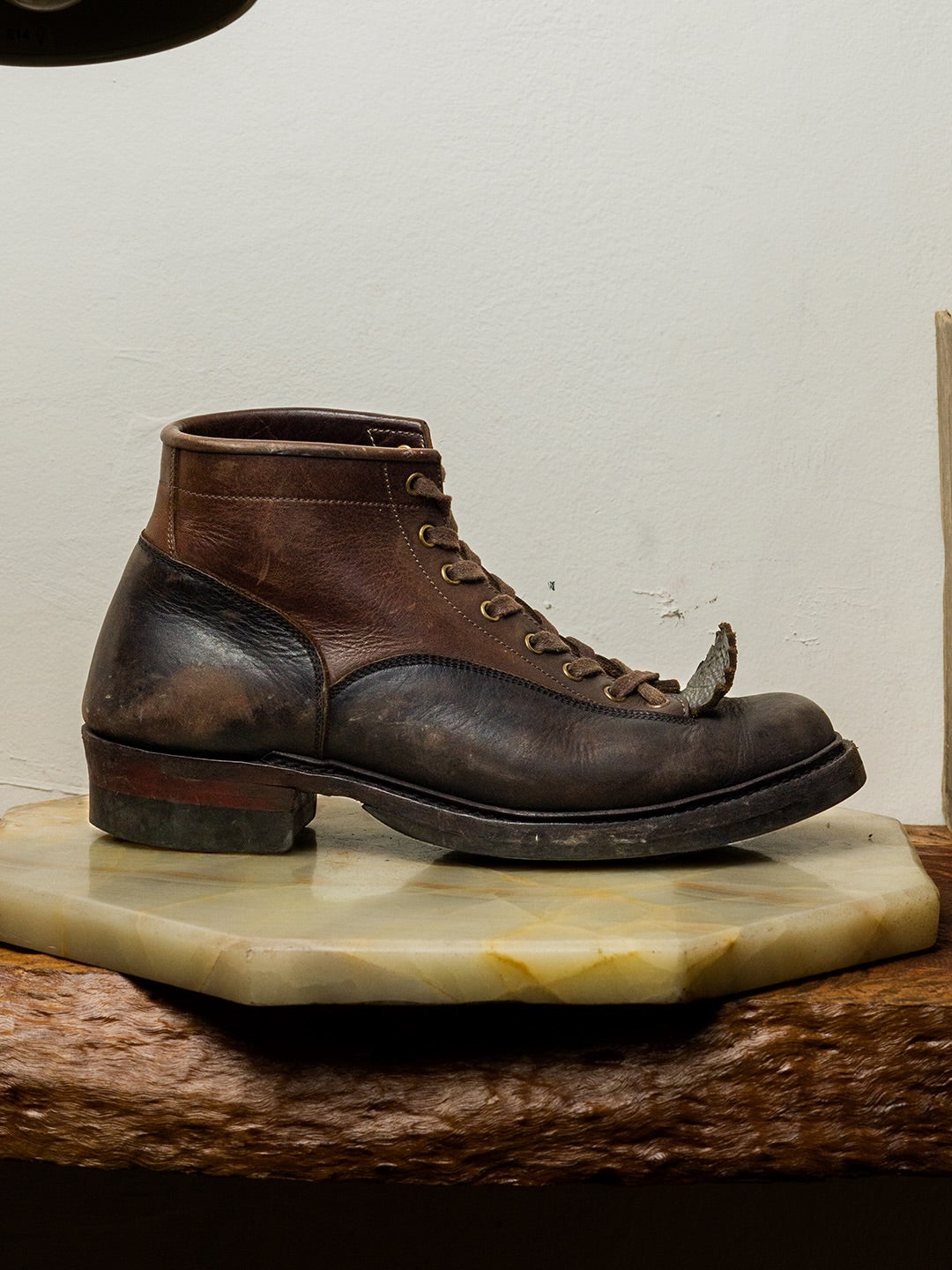 Verdancer Vintage Two-Tone Leather Work Boots - Handcrafted Distressed Lace-Up Combat Boots For Men