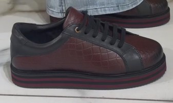Platform Casual Sneakers Men Croc Texture Leather Lace Up Skateboarding Shoes