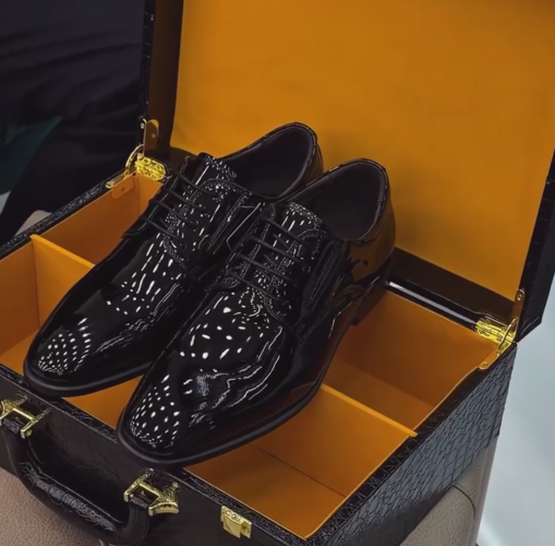 Men's Patent Leather Oxford Shoes Black Glow Dress Dance Shoes
