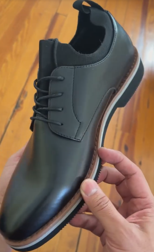 Men's Formal Dress Oxford Shoes, Black Leather Lace-Up Business Shoes For Office & Wedding