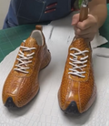 Croc Embossed Leather Sneakers