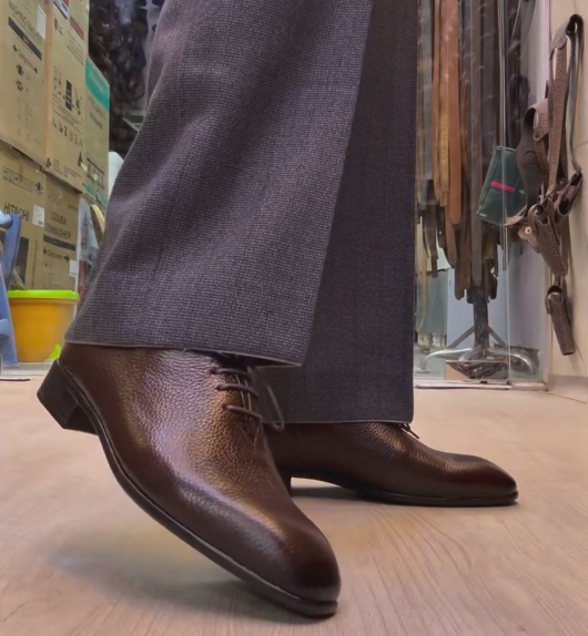 Men's Grain Leather Derby Shoes Casual Business Lace-Up Dress Shoes