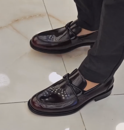 Men's Tassel Loafers Black Patent Leather Slip-On Dress Shoes