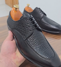 Men's Croc Embossed Leather Oxford Shoes Black Formal Business Shoes