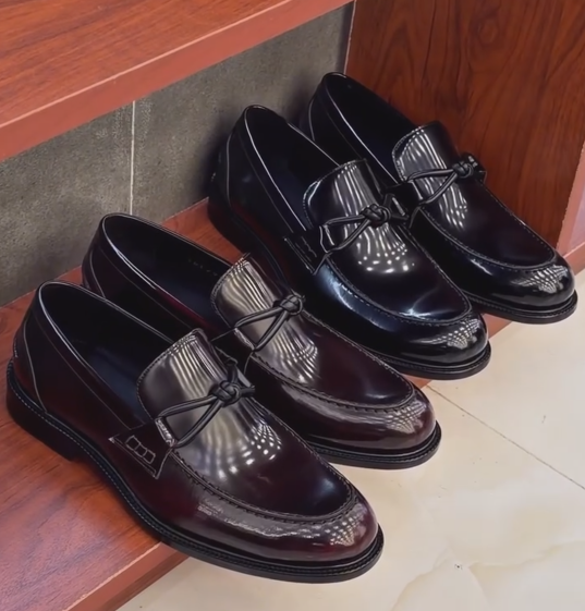 Men's Tassel Loafers Black Patent Leather Slip-On Dress Shoes