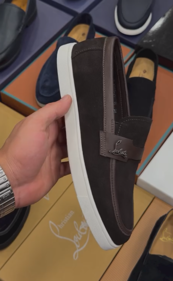 Men's Brown Canvas & Leather Loafers - Casual Daily Slip-Ons