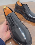 Men's Chunky Sole Oxford Shoes Black Leather Comfortable Formal Shoes