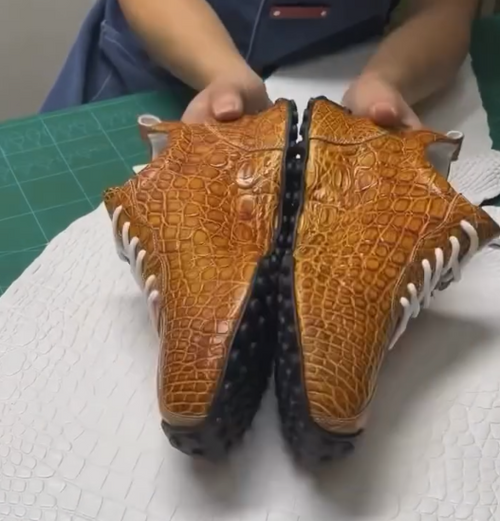 Croc Embossed Leather Sneakers