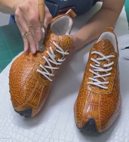 Croc Embossed Leather Sneakers