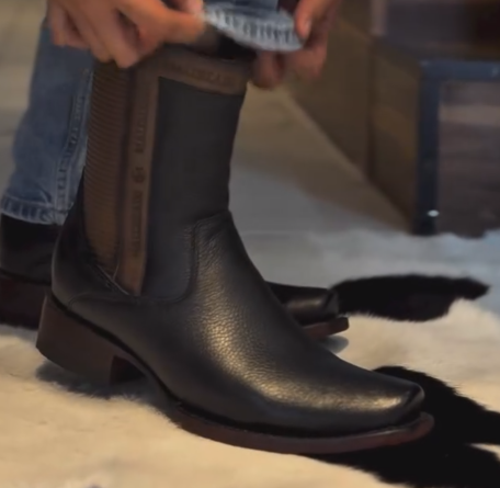 Men's Brown Leather Side Elastic Chelsea Western Boots