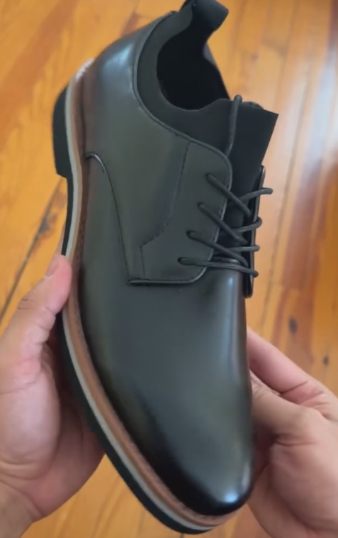 Men's Formal Dress Oxford Shoes, Black Leather Lace-Up Business Shoes For Office & Wedding