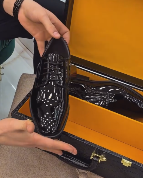 Men's Patent Leather Oxford Shoes Black Glow Dress Dance Shoes