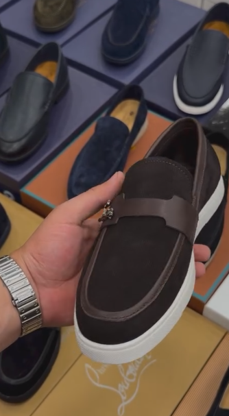 Men's Brown Canvas & Leather Loafers - Casual Daily Slip-Ons