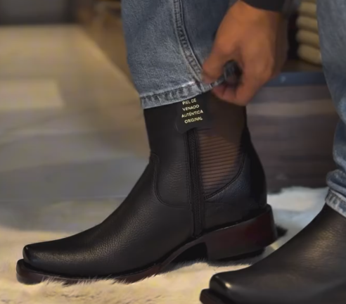 Men's Brown Leather Side Elastic Chelsea Western Boots