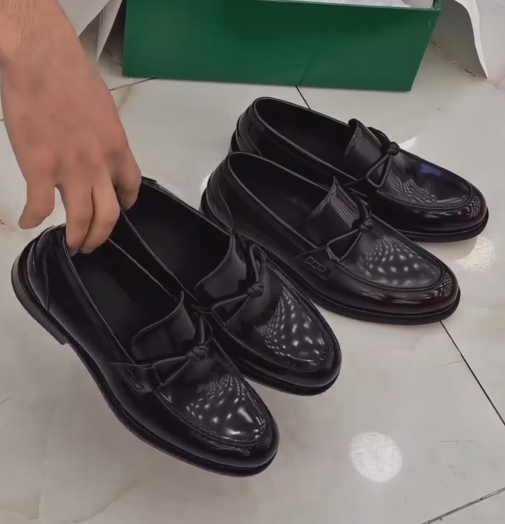 Men's Tassel Loafers Black Patent Leather Slip-On Dress Shoes
