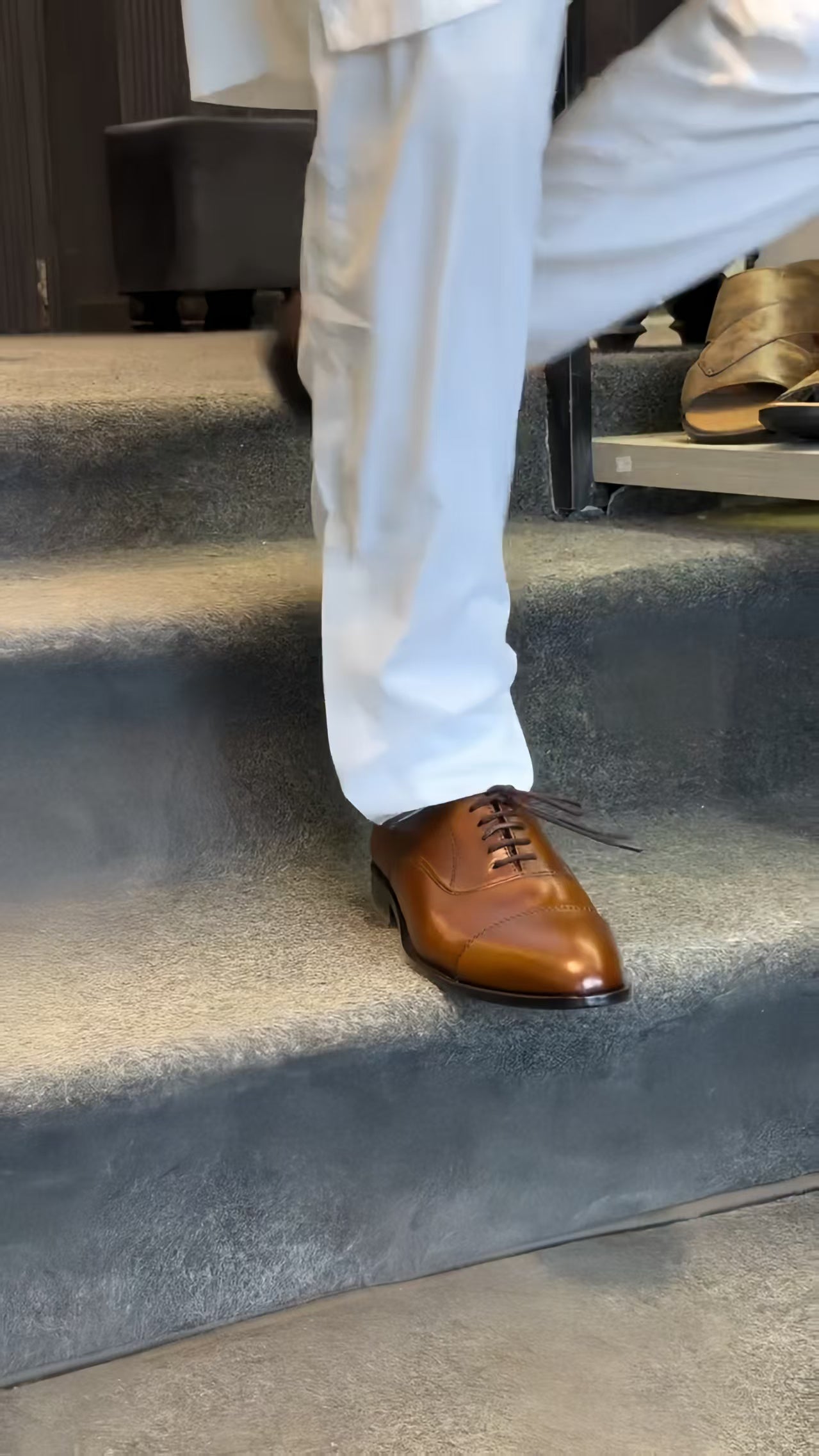 Men's Polished Brown Cap-toe Oxford Shoes - Leather Formal Dress Shoes For Business