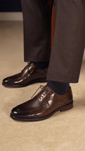 Polished Dark Brown Leather Derby Dress Shoes